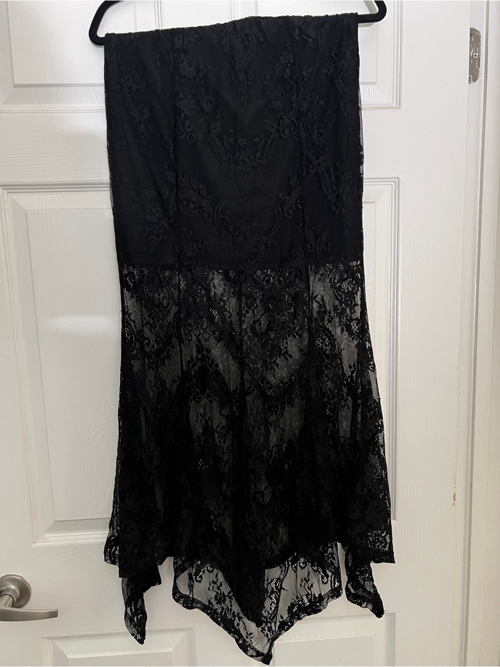Killstar Black Lace High-Low Handkerchief Hem Skirt